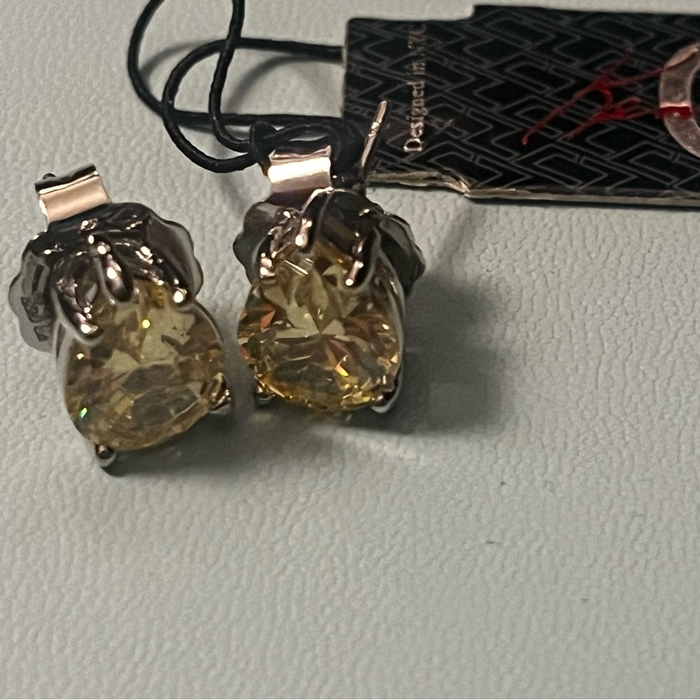 Elegant Silver Earrings with Yellow Gemstones